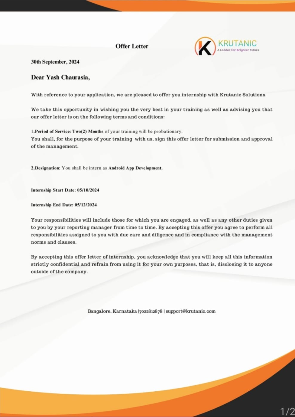 Internship Offer Letter 3